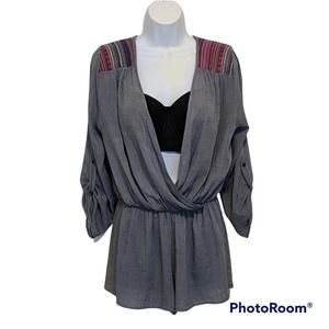 Moa Moa Open Top Blue Shorts Romper Size M